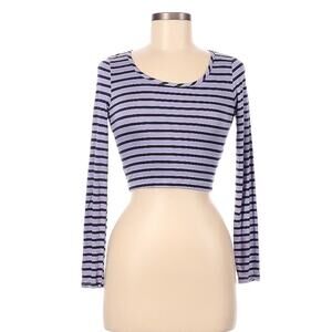Scotty Crop Top Lilac Purple Striped Long Sleeve‎ Round Neck Women's Small NWT